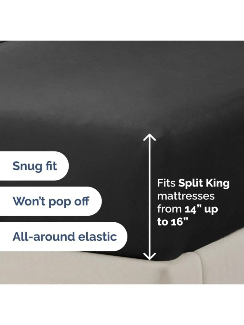 Ultra-Soft Black Split Head King 4-Piece Sheet Set - Breathable & Cozy Bedding